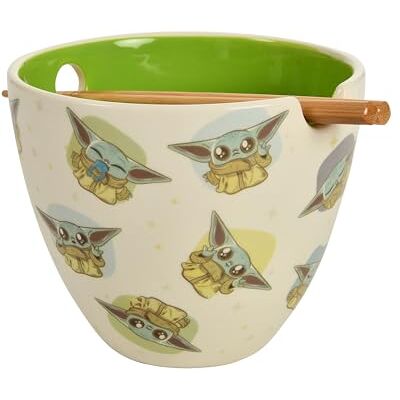 Elbenwald Bol à ramen avec baguettes Star Wars The Mandalorian Grogu Idée cadeau Bol en céramique 550 ml Set de bols en céramique Bambou Blanc Elbenwald Bol à ramen avec baguettes Star Wars The Mandalorian Grogu Idée cadeau Bol en céramique 550 ml Set de bols en céramique Bambou Blanc