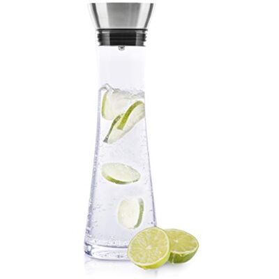 HI Haushalt International Carafe en verre (1 litre) – Carafe avec couvercle et bec verseur, bouteille d'eau en verre et acier inoxydable HI Haushalt International Carafe en verre (1 litre) – Carafe avec couvercle et bec verseur, bouteille d'eau en verre et acier inoxydable