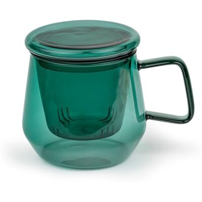 Bredemeijer Tea for One Tasse à thé en verre avec filtre à thé en verre et couvercle en verre Vert transparent 350 ml Bredemeijer Tea for One Tasse à thé en verre avec filtre à thé en verre et couvercle en verre Vert transparent 350 ml