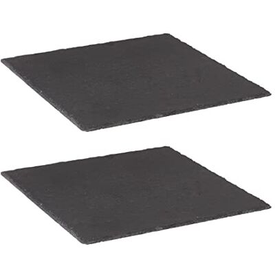 Westmark Lot de 2 plateaux de service carrés en ardoise naturelle avec protection anti-rayures, surface : 30 x 30 cm, ardoise, tapas + Friends, anthracite, 693222E3 Westmark Lot de 2 plateaux de service carrés en ardoise naturelle avec protection anti-rayures, surface : 30 x 30 cm, ardoise, tapas + Friends, anthracite, 693222E3