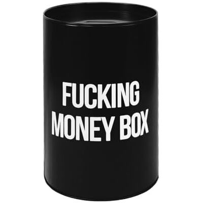 Fisura – Tirelire originale avec message « f*cking money box ». Grande tirelire pour adultes en acier. Dimensions : 13 x 20 cm. Anglais Fisura – Tirelire originale avec message « f*cking money box ». Grande tirelire pour adultes en acier. Dimensions : 13 x 20 cm. Anglais