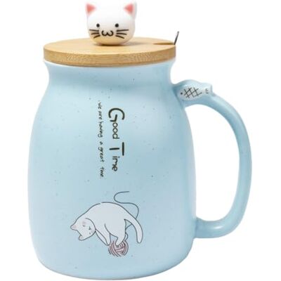 lachineuse TASSE CHAT KAWAII 450 ml Grande Tasse avec Couvercle et Cuillère Contenance Mug à Infusion, Thé, Café Tasse Japonaise Originale Kitty Mignon Couleur Bleue lachineuse TASSE CHAT KAWAII 450 ml Grande Tasse avec Couvercle et Cuillère Contenance Mug à Infusion, Thé, Café Tasse Japonaise Originale Kitty Mignon Couleur Bleue