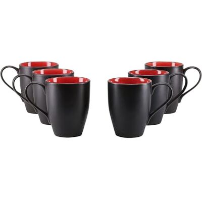 Creatable , 24925 Série Hot Red Service de table 6 pièces pour 6 personnes, tasse à café en grès, passe au lave-vaisselle et au micro-ondes, production de qualité Creatable , 24925 Série Hot Red Service de table 6 pièces pour 6 personnes, tasse à café en grès, passe au lave-vaisselle et au micro-ondes, production de qualité