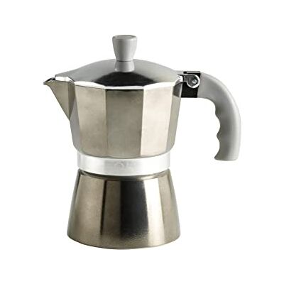 MOPITA SMART LIVING FLUO de Q.b. by MOPITA, Cafetière 3 tasses en aluminium, Guranition en silicone, poignée anti-brûlure, pour tous les plans, cuisson, sans induction, couleur argentée MOPITA SMART LIVING FLUO de Q.b. by MOPITA, Cafetière 3 tasses en aluminium, Guranition en silicone, poignée anti-brûlure, pour tous les plans, cuisson, sans induction, couleur argentée