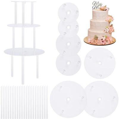Kureny Planches à Gâteaux, Support Gateau, 7pcs Base de Gâteau (9/12/16/20cm), 21pcs Goujons à Gâteau, Support à Gâteau Multicouche pour Construction et l'empilage de Gâteaux à Plusieurs Niveaux Kureny Planches à Gâteaux, Support Gateau, 7pcs Base de Gâteau (9/12/16/20cm), 21pcs Goujons à Gâteau, Support à Gâteau Multicouche pour Construction et l'empilage de Gâteaux à Plusieurs Niveaux