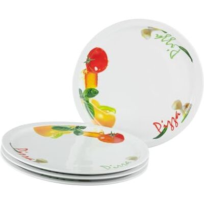 Creatable , 24443 Série Milano Pizza Service de table 4 pièces pour 4 personnes, assiettes à pizza en porcelaine, passe au lave-vaisselle et au micro-ondes, production de qualité Creatable , 24443 Série Milano Pizza Service de table 4 pièces pour 4 personnes, assiettes à pizza en porcelaine, passe au lave-vaisselle et au micro-ondes, production de qualité