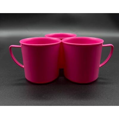 Kimmel Lot de 3 tasses de 330 ml, tasse en plastique vaisselle de camping, couleur : fuchsia, réutilisable Kimmel Lot de 3 tasses de 330 ml, tasse en plastique vaisselle de camping, couleur : fuchsia, réutilisable