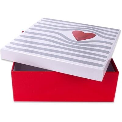 Adventino Boîte cadeau en forme de cœur rouge et blanc 18 x 18 x 7 cm – Boîte cadeau « Heartbeat » avec couvercle, boîte cadeau solide Adventino Boîte cadeau en forme de cœur rouge et blanc 18 x 18 x 7 cm – Boîte cadeau « Heartbeat » avec couvercle, boîte cadeau solide