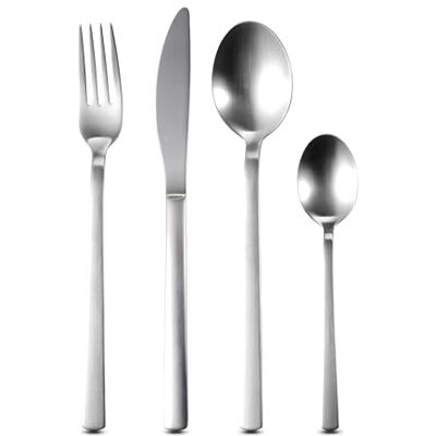 Bergner Lot de 24 couverts en acier inoxydable chromé mat 17,5 x 7,5 x 27 cm Bergner Lot de 24 couverts en acier inoxydable chromé mat 17,5 x 7,5 x 27 cm