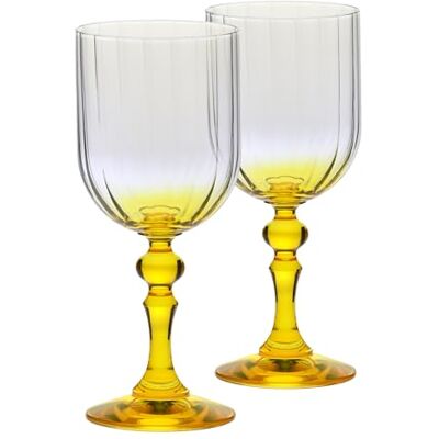 Krosno Verres à Vin Lot de 2, 300 ml, Pied Jaune, Collection Bubble Krosno Verres à Vin Lot de 2, 300 ml, Pied Jaune, Collection Bubble