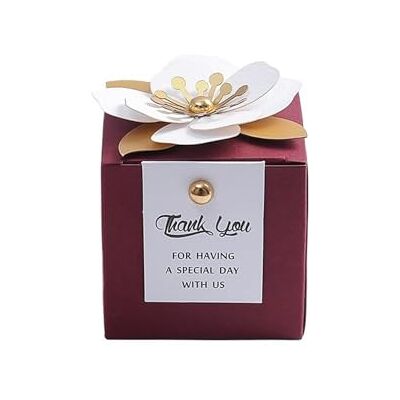 HUDFVIOI Boîte à bonbons de mariage créative carrée pour bonbons de mariage exquis petite boîte à chocolat boîte à chocolat fête banquet anniversaire (vin rouge carte blanche, 50 pièces_9 x 9 x 9 cm) HUDFVIOI Boîte à bonbons de mariage créative carrée pour bonbons de mariage exquis petite boîte à chocolat boîte à chocolat fête banquet anniversaire (vin rouge carte blanche, 50 pièces_9 x 9 x 9 cm)