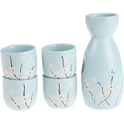 lachineuse Service à Saké Fleurs de Cerisier Bleue avec 4 Bols & Carafe Verres à Saké Japonais Cadeau Vaisselle Asiatique Service Saké Porcelaine Japon Idée Cadeau Bleu Ciel lachineuse Service à Saké Fleurs de Cerisier Bleue avec 4 Bols & Carafe Verres à Saké Japonais Cadeau Vaisselle Asiatique Service Saké Porcelaine Japon Idée Cadeau Bleu Ciel