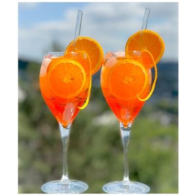 Topkapi Aperol Stella XL Lot de 6 Verres à Cocktail avec 6 pailles en Verre, 445 ML, pour 6 Personnes Topkapi Aperol Stella XL Lot de 6 Verres à Cocktail avec 6 pailles en Verre, 445 ML, pour 6 Personnes