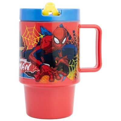 Stor Tasse Enfant avec Couvercle Spider-Man 530ml Gobelet Plastique sans BPA avec Bec Anti-Fuite Mug à Vis pour Enfants Stor Tasse Enfant avec Couvercle Spider-Man 530ml Gobelet Plastique sans BPA avec Bec Anti-Fuite Mug à Vis pour Enfants