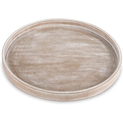 Hanobe Plateau décoratif en bois Assiette décorative ronde rustique 30 cm Mat Décoration maison de campagne Assiette à bougies pour cuisine, café Hanobe Plateau décoratif en bois Assiette décorative ronde rustique 30 cm Mat Décoration maison de campagne Assiette à bougies pour cuisine, café