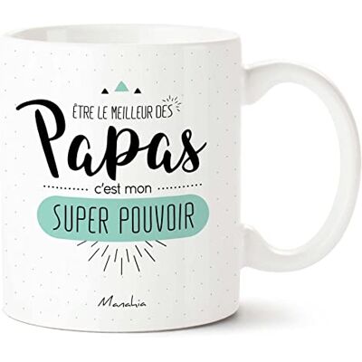 Manahia Mug Cadeau Papa Être le meilleur des Papas c'est mon super pouvoir Avec Boite Kraft Imprimé en France 330 mL Céramique Tasse Futur Papa Noël, Anniversaire Homme Fête des Pères Manahia Mug Cadeau Papa Être le meilleur des Papas c'est mon super pouvoir Avec Boite Kraft Imprimé en France 330 mL Céramique Tasse Futur Papa Noël, Anniversaire Homme Fête des Pères