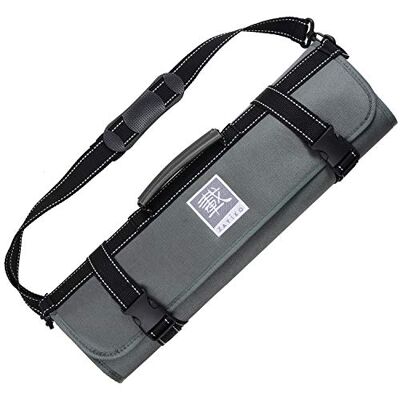 zayiko Sac à couteaux avec 13 compartiments pour jusqu'à 12 couteaux et une paire de ciseaux (gris ou noir), gris, 94 cm x 47 cm, Sac à couteaux zayiko Sac à couteaux avec 13 compartiments pour jusqu'à 12 couteaux et une paire de ciseaux (gris ou noir), gris, 94 cm x 47 cm, Sac à couteaux