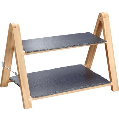 Westmark 69692260 Étagère de service en ardoise naturelle à 2 niveaux Anthracite/marron clair 35,5 x 22 x 27 cm Westmark 69692260 Étagère de service en ardoise naturelle à 2 niveaux Anthracite/marron clair 35,5 x 22 x 27 cm