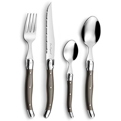 Lou Laguiole Ménagère 48 couverts pour 12 personnes Tradition Acier inoxydable 18/0, Finition Brillante Gris Poivre Lou Laguiole Ménagère 48 couverts pour 12 personnes Tradition Acier inoxydable 18/0, Finition Brillante Gris Poivre