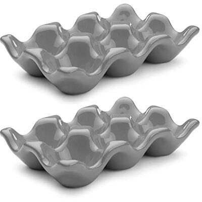 Flexzion Lot de 2 caisses à porcelaine – Plateau céramique 6 places – Porte-réfrigérateur gris Flexzion Lot de 2 caisses à porcelaine – Plateau céramique 6 places – Porte-réfrigérateur gris
