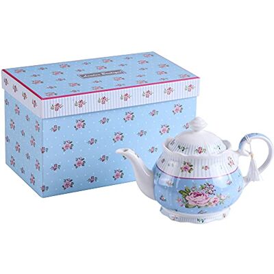London Boutique Grande théière en porcelaine pour 4 personnes Motif floral vintage dans une boîte cadeau Bleu rose London Boutique Grande théière en porcelaine pour 4 personnes Motif floral vintage dans une boîte cadeau Bleu rose