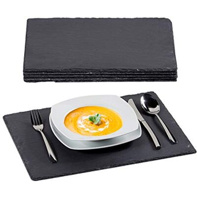 Relaxdays Lot de 6 grands plateaux en ardoise pour servir et écrire 30 x 40 cm Anthracite Relaxdays Lot de 6 grands plateaux en ardoise pour servir et écrire 30 x 40 cm Anthracite