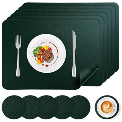 APLKER Set de Table Lavable et Dessous de Verre Lot de 6 Sets de Table Dessous de Table Simili Cuir Set de Table Exterieur été et Sous Plat de Table pour Cuisine Restaurant Hôtel 43 × 30 CM Vert APLKER Set de Table Lavable et Dessous de Verre Lot de 6 Sets de Table Dessous de Table Simili Cuir Set de Table Exterieur été et Sous Plat de Table pour Cuisine Restaurant Hôtel 43 × 30 CM Vert