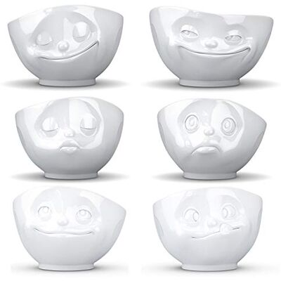 FIFTYEIGHT PRODUCTS Fiftyeight Lot de 6 bols souriants et moulants, baisers, heureux et délicieux, blanc FIFTYEIGHT PRODUCTS Fiftyeight Lot de 6 bols souriants et moulants, baisers, heureux et délicieux, blanc