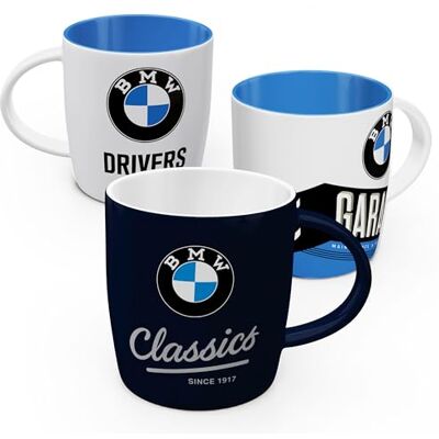 ART Lot de 3 tasses à café rétro 330 ml avec logo BMW Idée cadeau pour les fans d'accessoires BMW Produit original sous licence (OLP) Tasse en céramique Design vintage ART Lot de 3 tasses à café rétro 330 ml avec logo BMW Idée cadeau pour les fans d'accessoires BMW Produit original sous licence (OLP) Tasse en céramique Design vintage