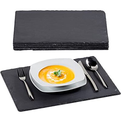 Relaxdays Lot de 6 grands plateaux en ardoise pour servir et écrire 30 x 40 cm Anthracite Relaxdays Lot de 6 grands plateaux en ardoise pour servir et écrire 30 x 40 cm Anthracite