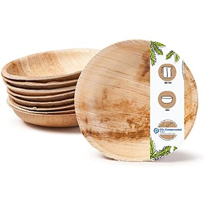 GREENBOX Palmware Lot de 25 bols jetables bio ronds de 80 ml, Ø 10 cm, vaisselle de fête compostable et biodégradable en feuilles de palmier Vaisselle jetable pour amuse-bouches, buffet GREENBOX Palmware Lot de 25 bols jetables bio ronds de 80 ml, Ø 10 cm, vaisselle de fête compostable et biodégradable en feuilles de palmier Vaisselle jetable pour amuse-bouches, buffet