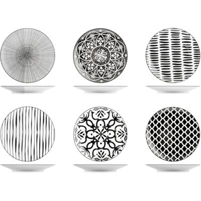H&H Lot de 6 assiettes mirage en porcelaine 15 cm H&H Lot de 6 assiettes mirage en porcelaine 15 cm
