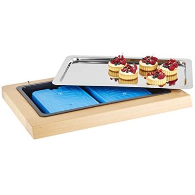 APS 11540 TOP FRESH GN 1/1 Plateau en bois avec insert en plastique, 1 compartiment en acier inoxydable et 2 refroidisseurs, 60 x 41 x 5 cm APS 11540 TOP FRESH GN 1/1 Plateau en bois avec insert en plastique, 1 compartiment en acier inoxydable et 2 refroidisseurs, 60 x 41 x 5 cm