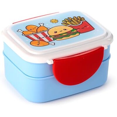 Puckator Bento Boîte à déjeuner avec couverts et fermeture à clip Fast Food Foodiemals Schiscetta déjeuner Puckator Bento Boîte à déjeuner avec couverts et fermeture à clip Fast Food Foodiemals Schiscetta déjeuner