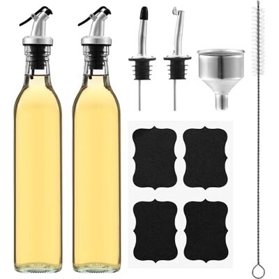 HAOYULUO Lot de 2 bouteilles d'huile d'olive avec bec verseur, 500 ml, vinaigre, convient pour le barbecue et la cuisine HAOYULUO Lot de 2 bouteilles d'huile d'olive avec bec verseur, 500 ml, vinaigre, convient pour le barbecue et la cuisine