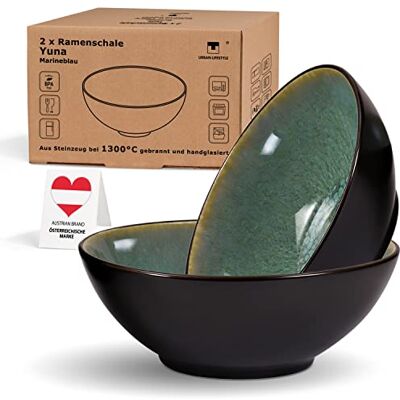 Urban Lifestyle 2 bols à ramen en céramique de 20 cm avec glaçure ombragée noir/marron/vert de qualité supérieure élégant (Vert) Urban Lifestyle 2 bols à ramen en céramique de 20 cm avec glaçure ombragée noir/marron/vert de qualité supérieure élégant (Vert)