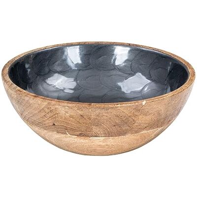 levandeo Bol 21 cm en bois de manguier, gris nacré, émaillé, saladier, décoration de table levandeo Bol 21 cm en bois de manguier, gris nacré, émaillé, saladier, décoration de table