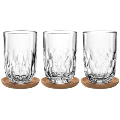 LEONARDO HOME GOCCE 055192 Lot de 6 verres à latte macchiato 3 dessous de verre en liège 3 verres à latte macchiato Tasse LM pour porte-filtre Passe au lave-vaisselle Structure goutte LEONARDO HOME GOCCE 055192 Lot de 6 verres à latte macchiato 3 dessous de verre en liège 3 verres à latte macchiato Tasse LM pour porte-filtre Passe au lave-vaisselle Structure goutte