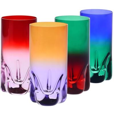 Krosno – Verres pour cocktails, eau et jus 300 ml – Lot de 4 pièces en 4 couleurs différentes – Collection Aurora – Cristal sans plomb – Peint à la main Krosno – Verres pour cocktails, eau et jus 300 ml – Lot de 4 pièces en 4 couleurs différentes – Collection Aurora – Cristal sans plomb – Peint à la main