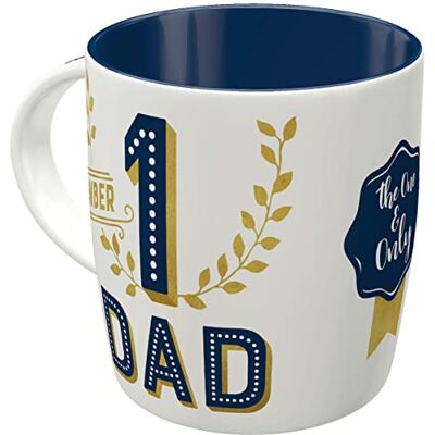 ART Tasse à café rétro, 330 ml, Number 1 Dad mug en céramique, design vintage, Idée cadeau pour papa ART Tasse à café rétro, 330 ml, Number 1 Dad mug en céramique, design vintage, Idée cadeau pour papa