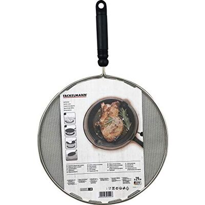 Fackelmann Filet anti-éclaboussures, protection contre la graisse et l'huile diamètre 29 cm, acier, manche noir Fackelmann Filet anti-éclaboussures, protection contre la graisse et l'huile diamètre 29 cm, acier, manche noir