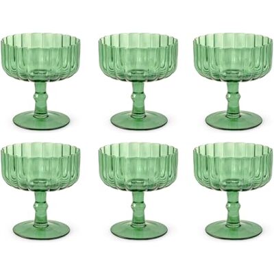 H&H , Lot de 6 tasses Collection Margaret Gobelets Champagne, tasses à fruits, tasses à glace, en verre, coloré, lavables au lave-vaisselle, 37 cl H&H , Lot de 6 tasses Collection Margaret Gobelets Champagne, tasses à fruits, tasses à glace, en verre, coloré, lavables au lave-vaisselle, 37 cl