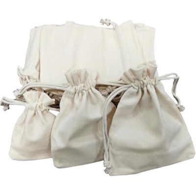EKalgretrA Lot de 5/10 sacs de Noël en toile de coton avec cordon de serrage (10 x 14 cm, 5 pièces) EKalgretrA Lot de 5/10 sacs de Noël en toile de coton avec cordon de serrage (10 x 14 cm, 5 pièces)