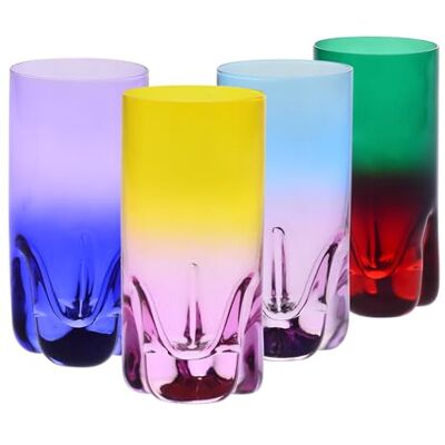 Krosno – Verres à boissons, eau et jus 300 ml – Lot de 4 pièces en 4 couleurs uniques – Collection Aurora – Cristal sans plomb – Verre peint à la main Krosno – Verres à boissons, eau et jus 300 ml – Lot de 4 pièces en 4 couleurs uniques – Collection Aurora – Cristal sans plomb – Verre peint à la main