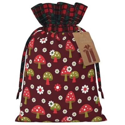 MyPiky Sacs cadeaux de Noël réutilisables avec cordon de serrage Motif champignons lumineux 12 x 17 cm MyPiky Sacs cadeaux de Noël réutilisables avec cordon de serrage Motif champignons lumineux 12 x 17 cm