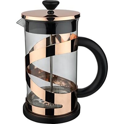 Café Olé Classico Cuivre Cafetière, 350 ml / 1 tasse / 3 tasses à espresso, cafetière à piston, filtre en acier inoxydable, corps en verre, finition cuivrée Café Olé Classico Cuivre Cafetière, 350 ml / 1 tasse / 3 tasses à espresso, cafetière à piston, filtre en acier inoxydable, corps en verre, finition cuivrée
