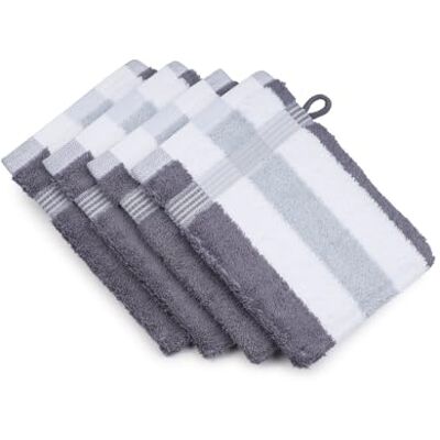 Gözze Waschhandschuh New York Streifen Lot de 4 ustensiles de cuisine Anthracite/blanc/argenté 17/24 cm Gözze Waschhandschuh New York Streifen Lot de 4 ustensiles de cuisine Anthracite/blanc/argenté 17/24 cm