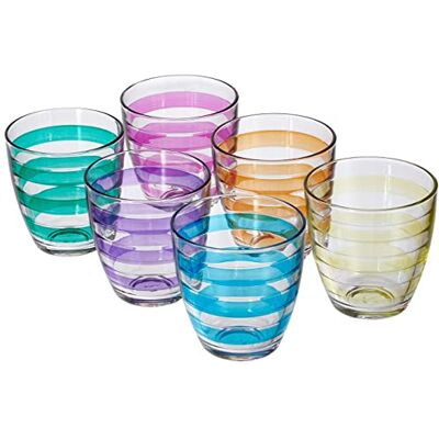 Pasabahce Helezon Lot de 6 Verres à Eau Multicolores Pasabahce Helezon Lot de 6 Verres à Eau Multicolores