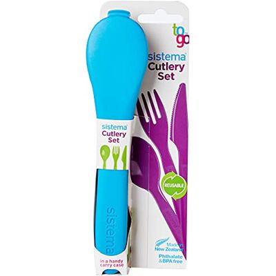 Sistema TO GO Ensemble de couverts de voyage avec couteau, fourchette et cuillère Étui durable pour le rangement Plastique sans BPA Passe au lave-vaisselle Sistema TO GO Ensemble de couverts de voyage avec couteau, fourchette et cuillère Étui durable pour le rangement Plastique sans BPA Passe au lave-vaisselle