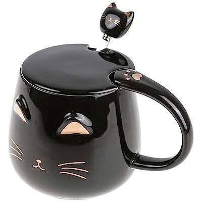 lachineuse Tasse Chat Kawaii 450ml Mug Chat avec Couvercle & Cuillère Coloris Noir & Or en Céramique Mug à Infusion Thé Café Tasse Originale Japonaise Idée Cadeau Japon Asie Kitty Mignon lachineuse Tasse Chat Kawaii 450ml Mug Chat avec Couvercle & Cuillère Coloris Noir & Or en Céramique Mug à Infusion Thé Café Tasse Originale Japonaise Idée Cadeau Japon Asie Kitty Mignon